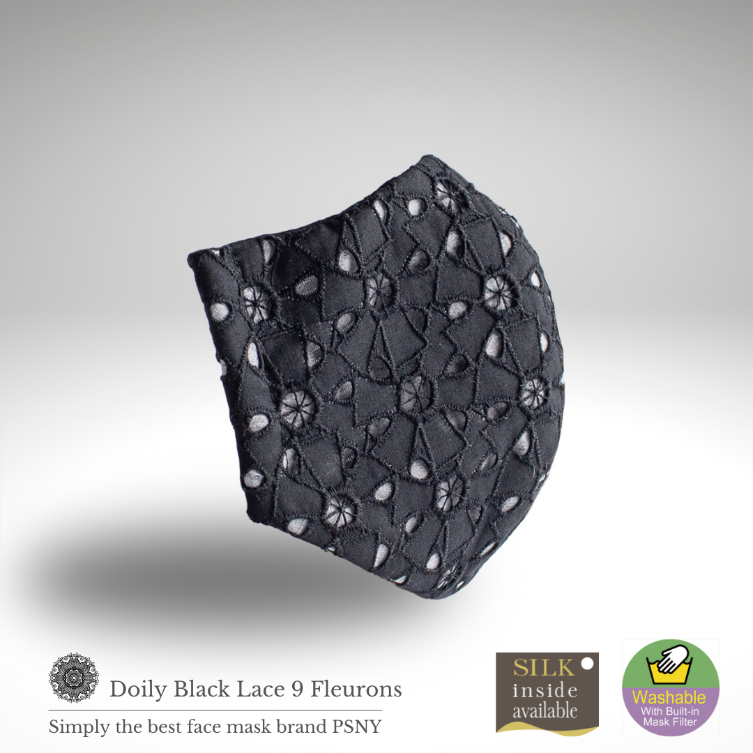 Doily Lace Black Fluron Mask with Filter LD09