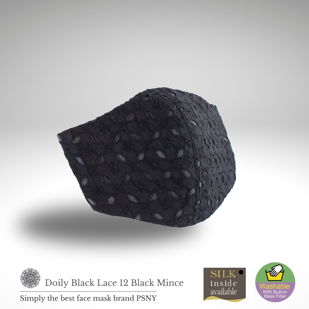 Doily Lace Black Month 4 Layer Filter Mask LD12