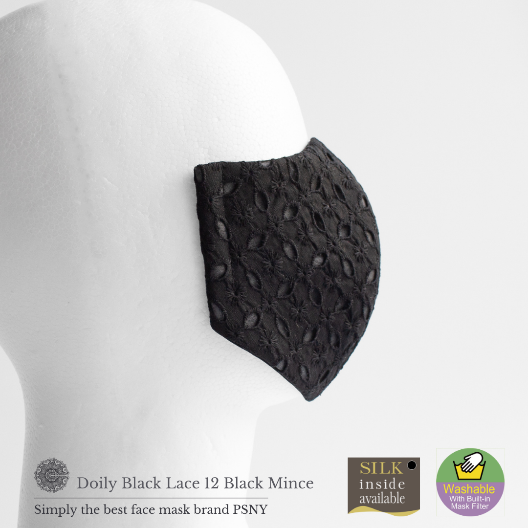 Doily Lace Black Month 4 Layer Filter Mask LD12