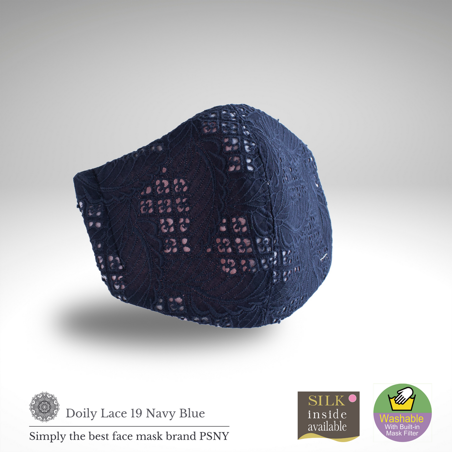 Doily Lace Dark Blue 2 Mask with Filter Mask LD19