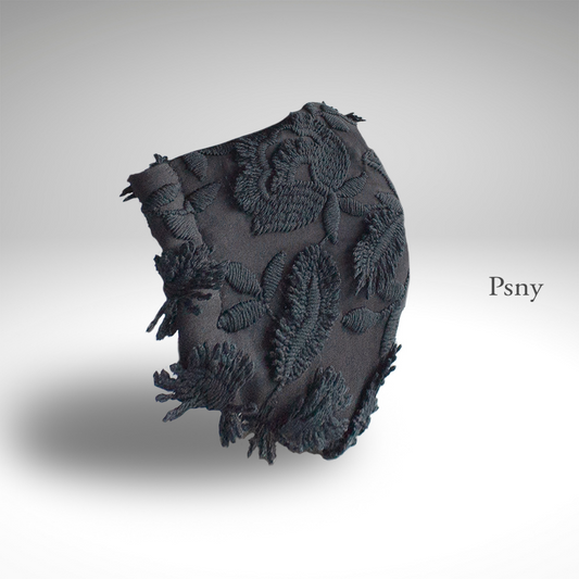 PSNY 3D 刺繡蓬鬆柔軟黑色 3 口罩帶濾鏡 LF07