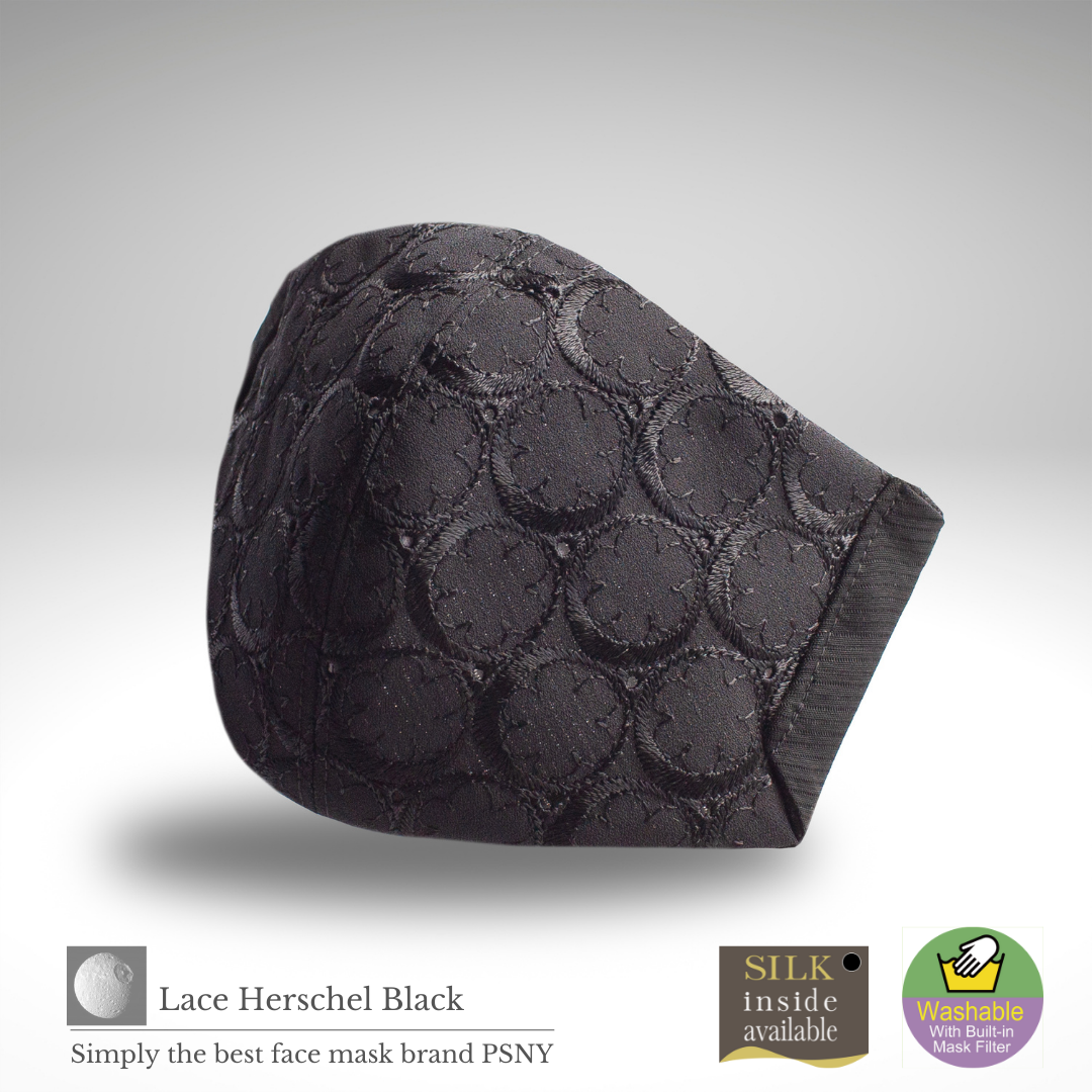赫歇爾黑色蕾絲麵膜無紡布過濾皮膚/絲綢可選美麗美麗優雅乾淨立體成人面具黑色面具免費送貨-LH04