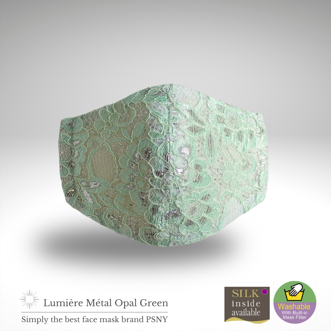 Metal Lace Opal Green Pollen Filter Mask Wedding Dress LM13
