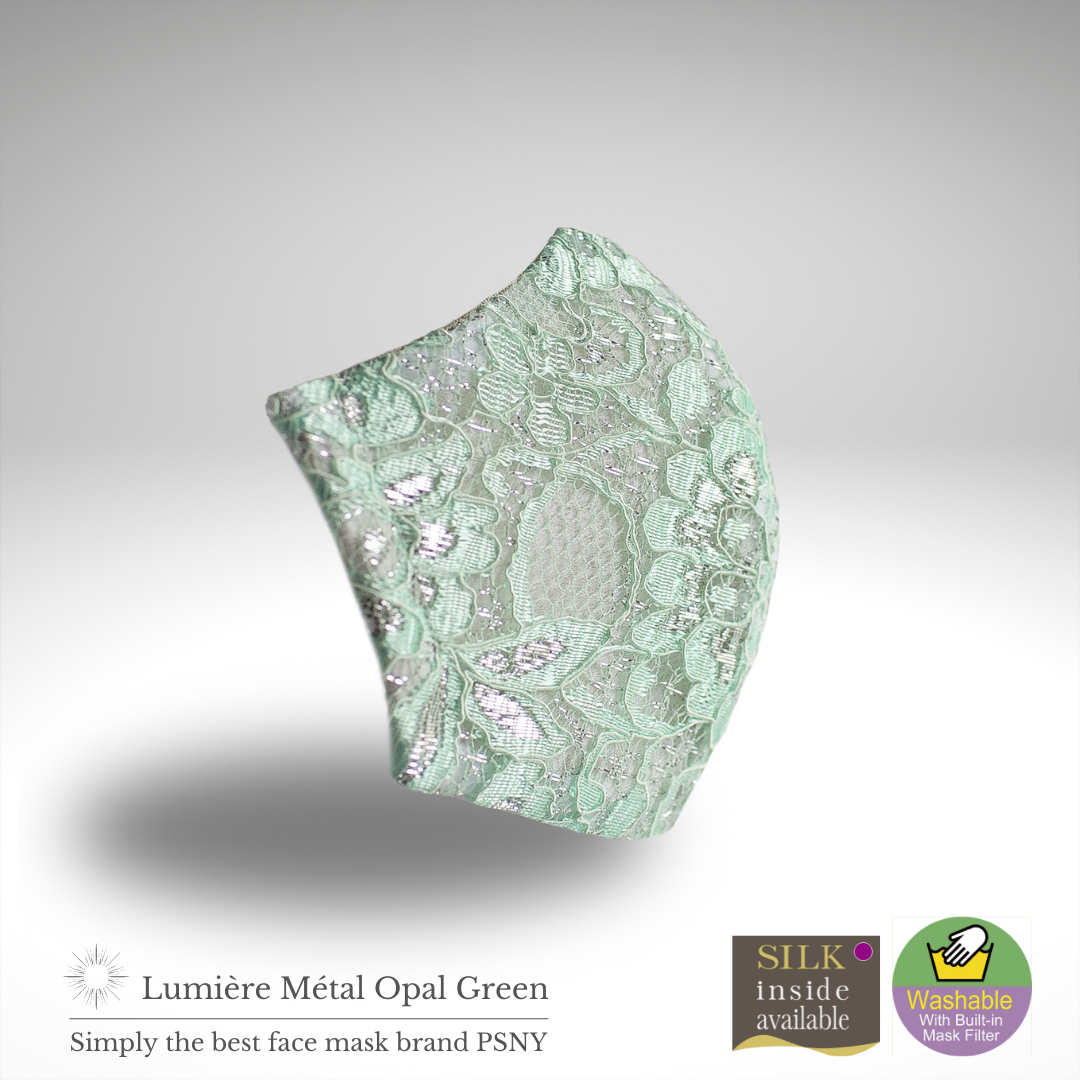 Metal Lace Opal Green Pollen Filter Mask Wedding Dress LM13