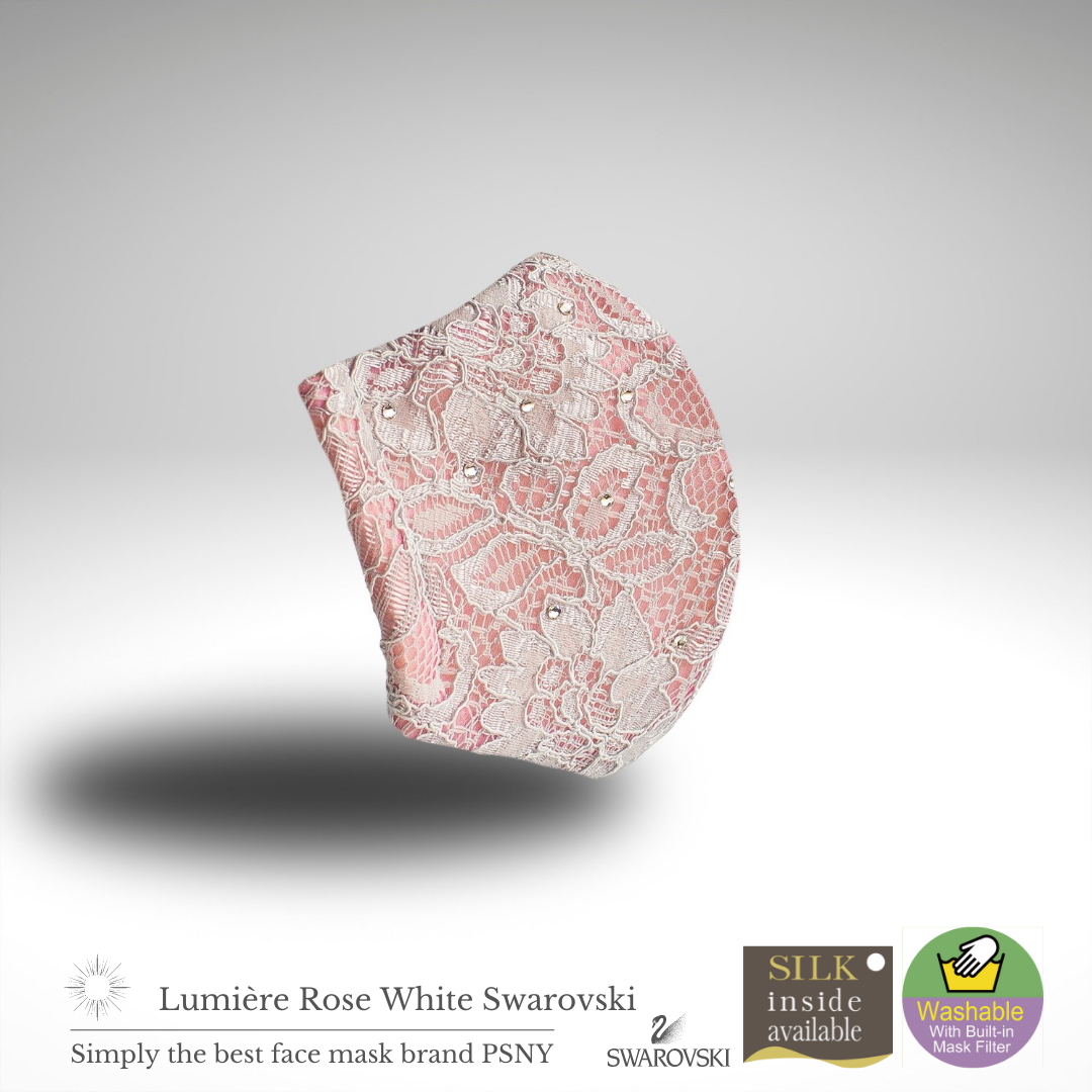 Lace Rose &amp; White Bridal Wedding Mask 3D Adult Mask Metal LM2s with Swarovski