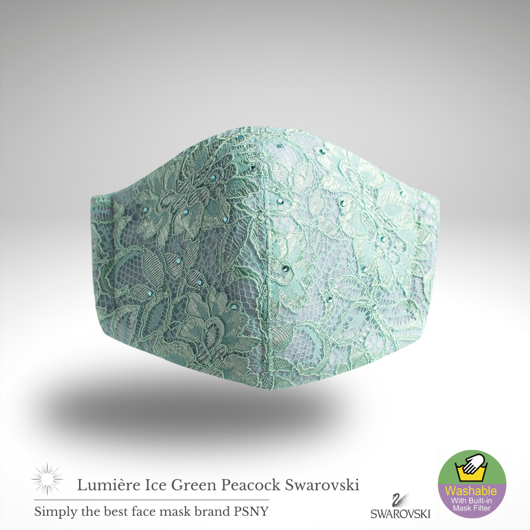 Swarovski lace ice green peacock filter mask LM5s