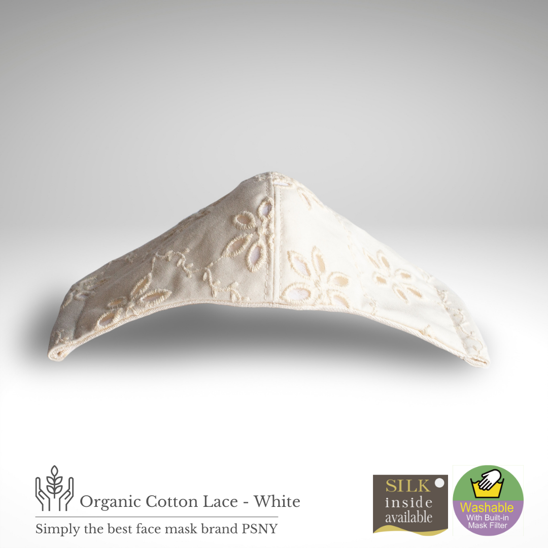 Organic cotton lace off-white filter mask LO56