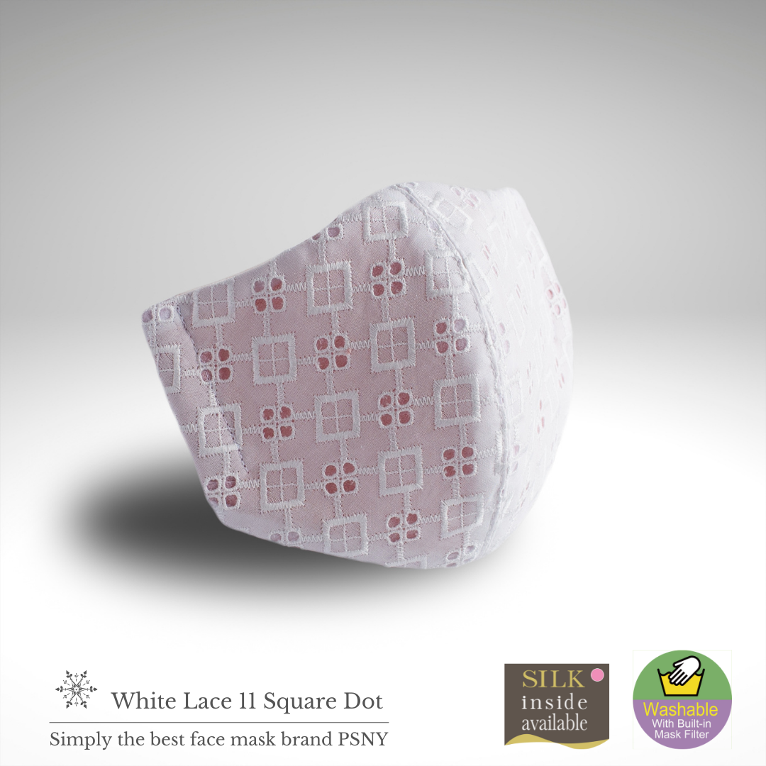 PSNY Square Dot Lace White Filter Mask LW11