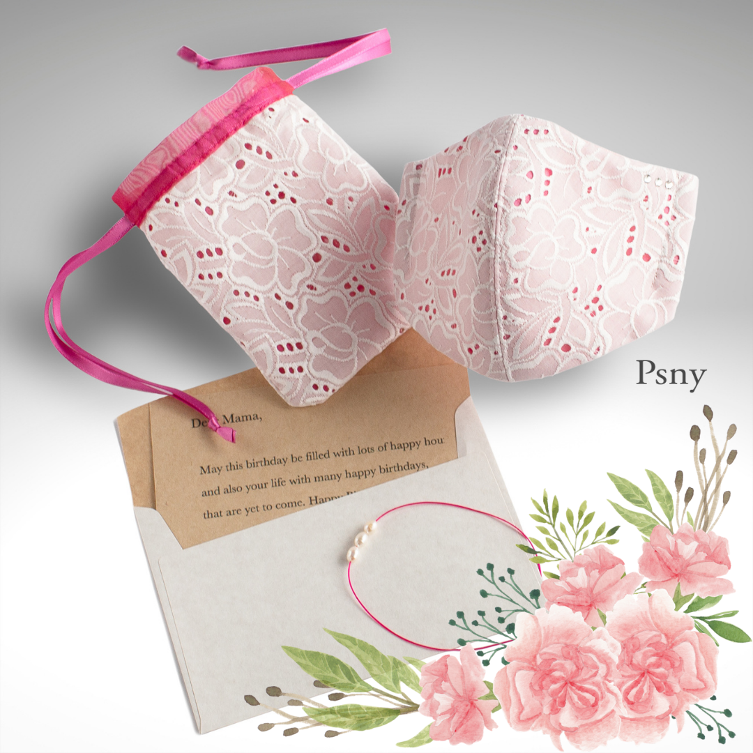 Mother's Day set, silk lace mask, self-fabric purse, message card LW14