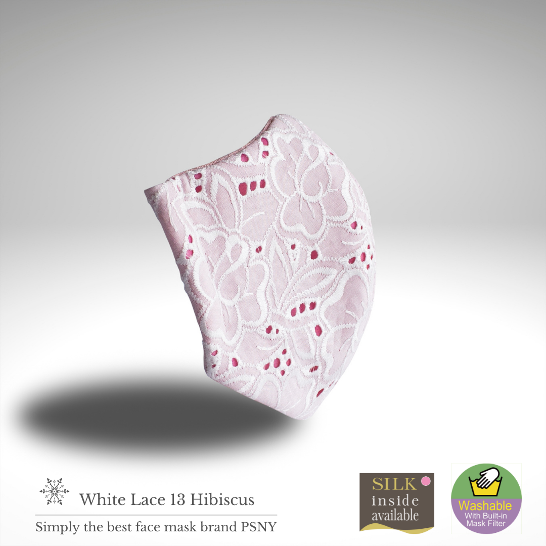White Lace Hibiscus Pink Filter Mask LW13