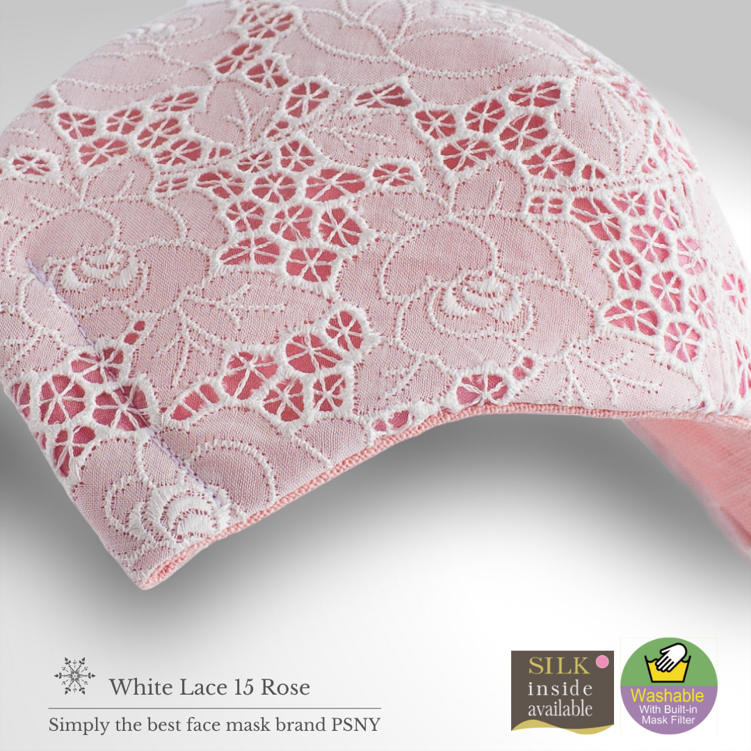 Beautiful silhouette white lace rose pattern filter mask LW15