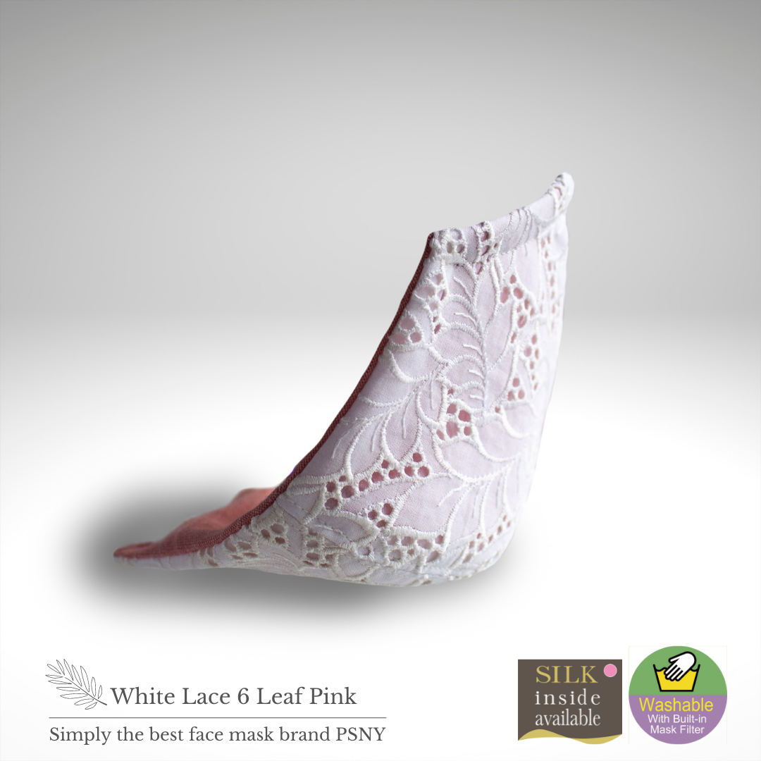 White Leaf Cotton Lace Pink Linen Pollen Non-Woven Filter Included Bridal Silk Luxury Mask Elegant Shrink Wedding Party Leaves Beautiful Beauty Mask LW6p