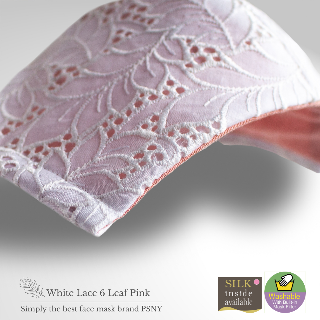 White Leaf Cotton Lace Pink Linen Pollen Non-Woven Filter Included Bridal Silk Luxury Mask Elegant Shrink Wedding Party Leaves Beautiful Beauty Mask LW6p