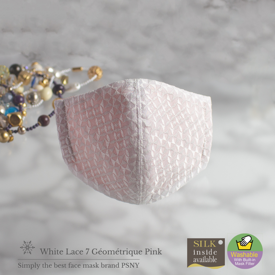 White Lace Geometric Pink Filtered Mask Beautiful sheerness LW7p