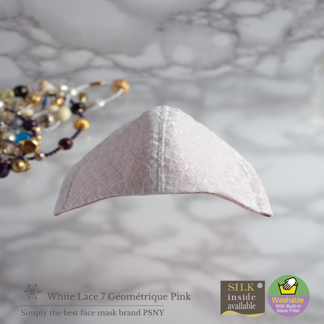 White Lace Geometric Pink Filtered Mask Beautiful sheerness LW7p