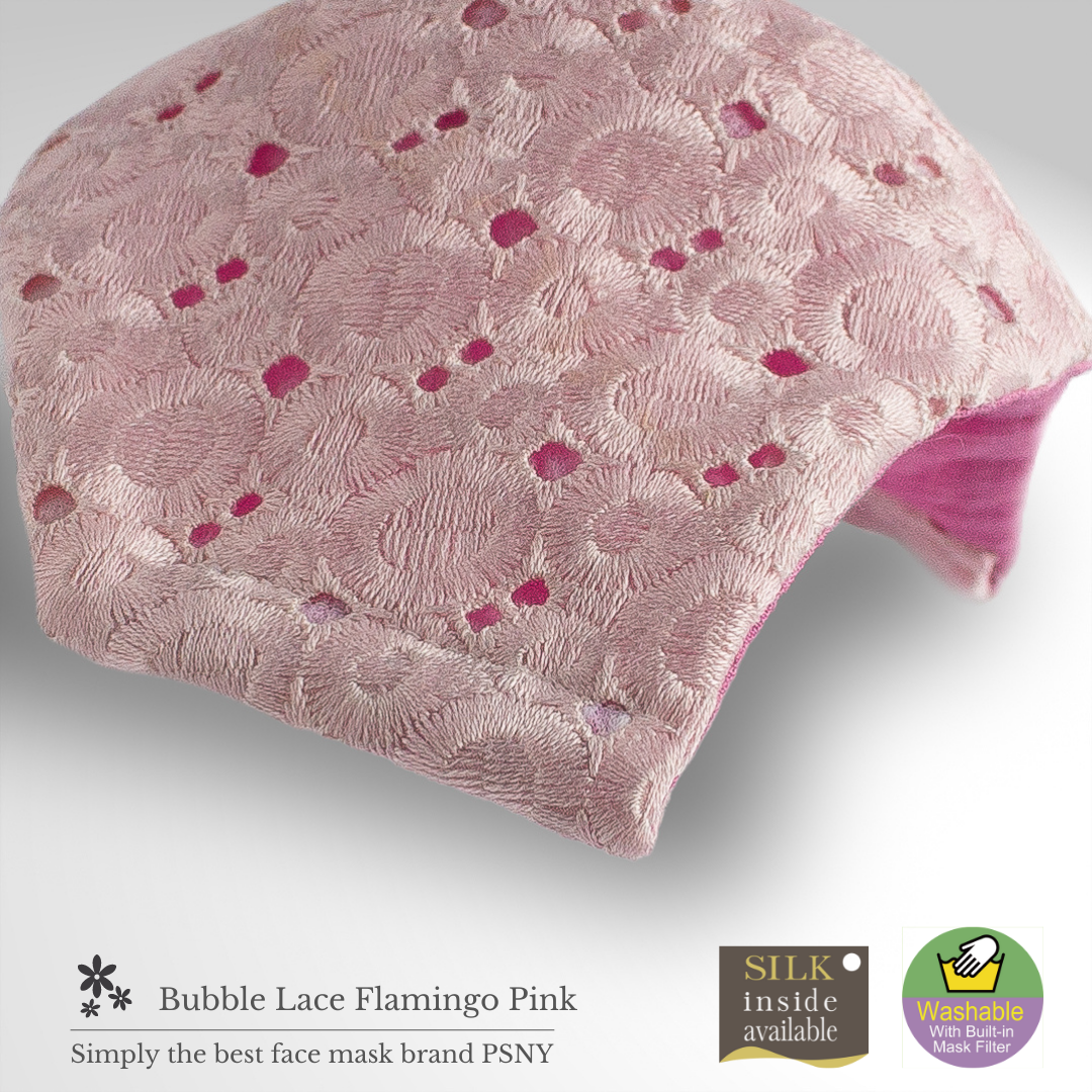 Flamingo Pink Bubble Lace Mask PG03