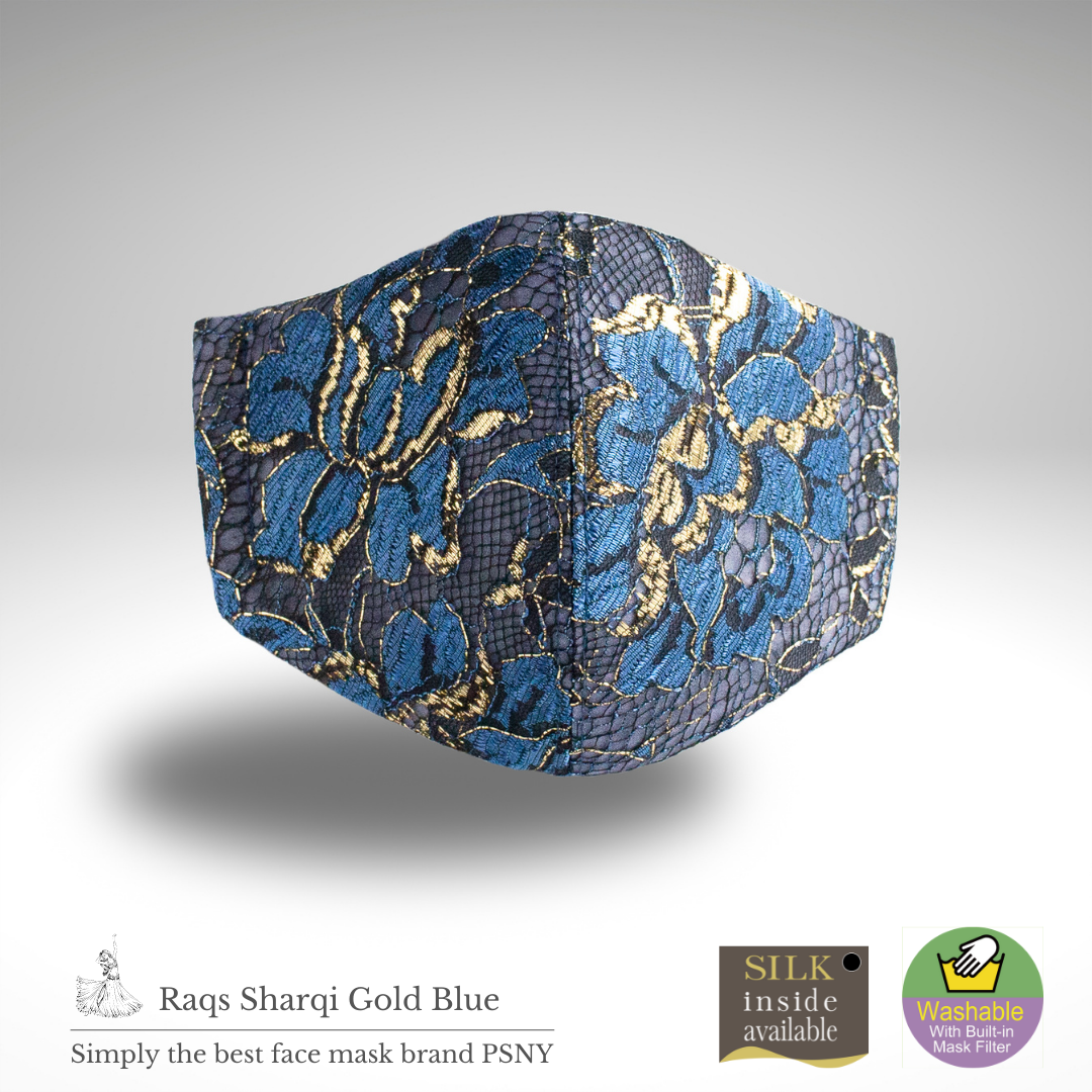 Raqs Sharqi Gold Blue Filtered Mask RS06