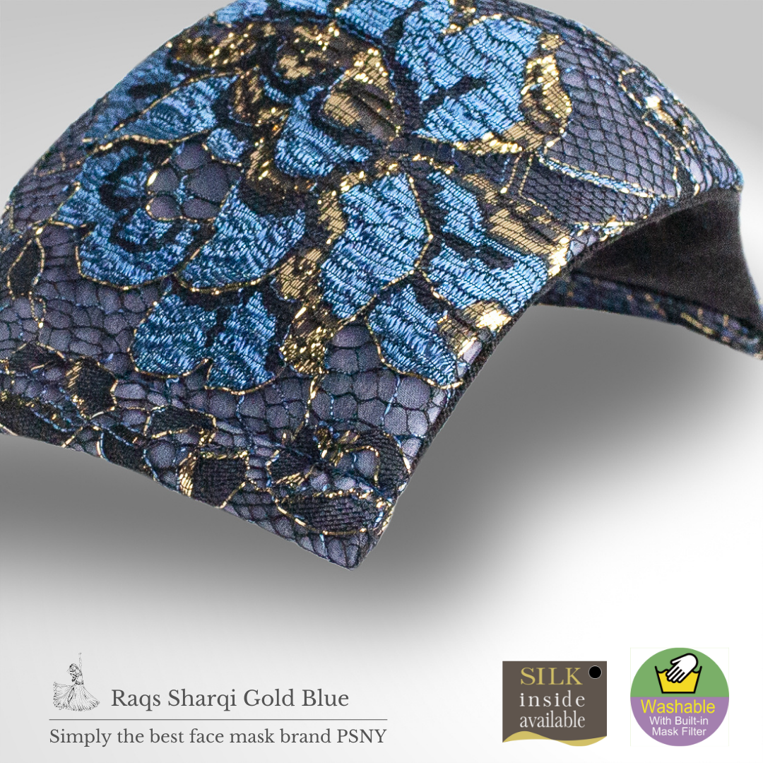 Raqs Sharqi Gold Blue Filtered Mask RS06