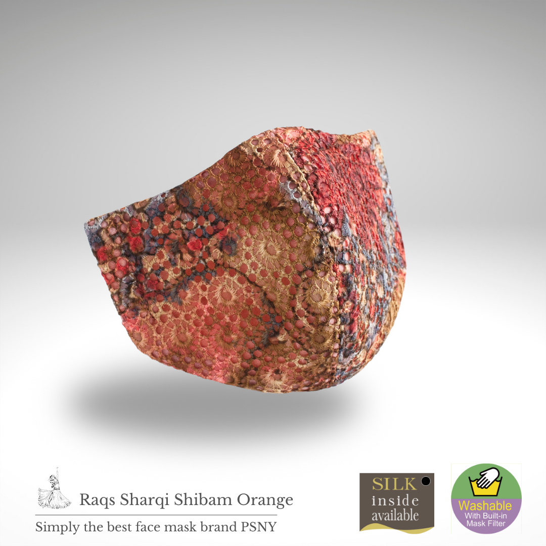 Shivam Lace Orange Pollen Filter Mask RS08