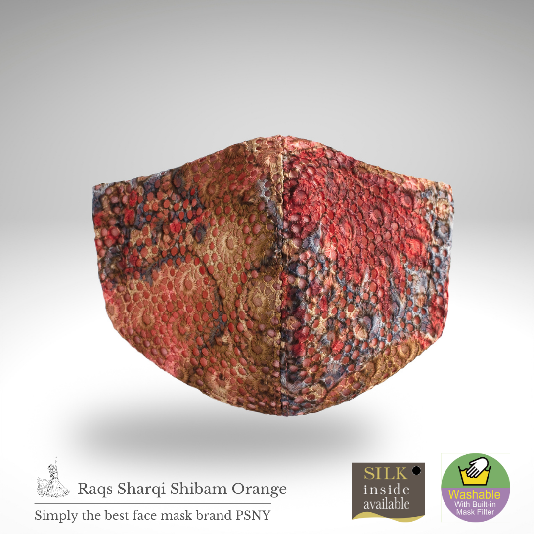 Shivam Lace Orange Pollen Filter Mask RS08