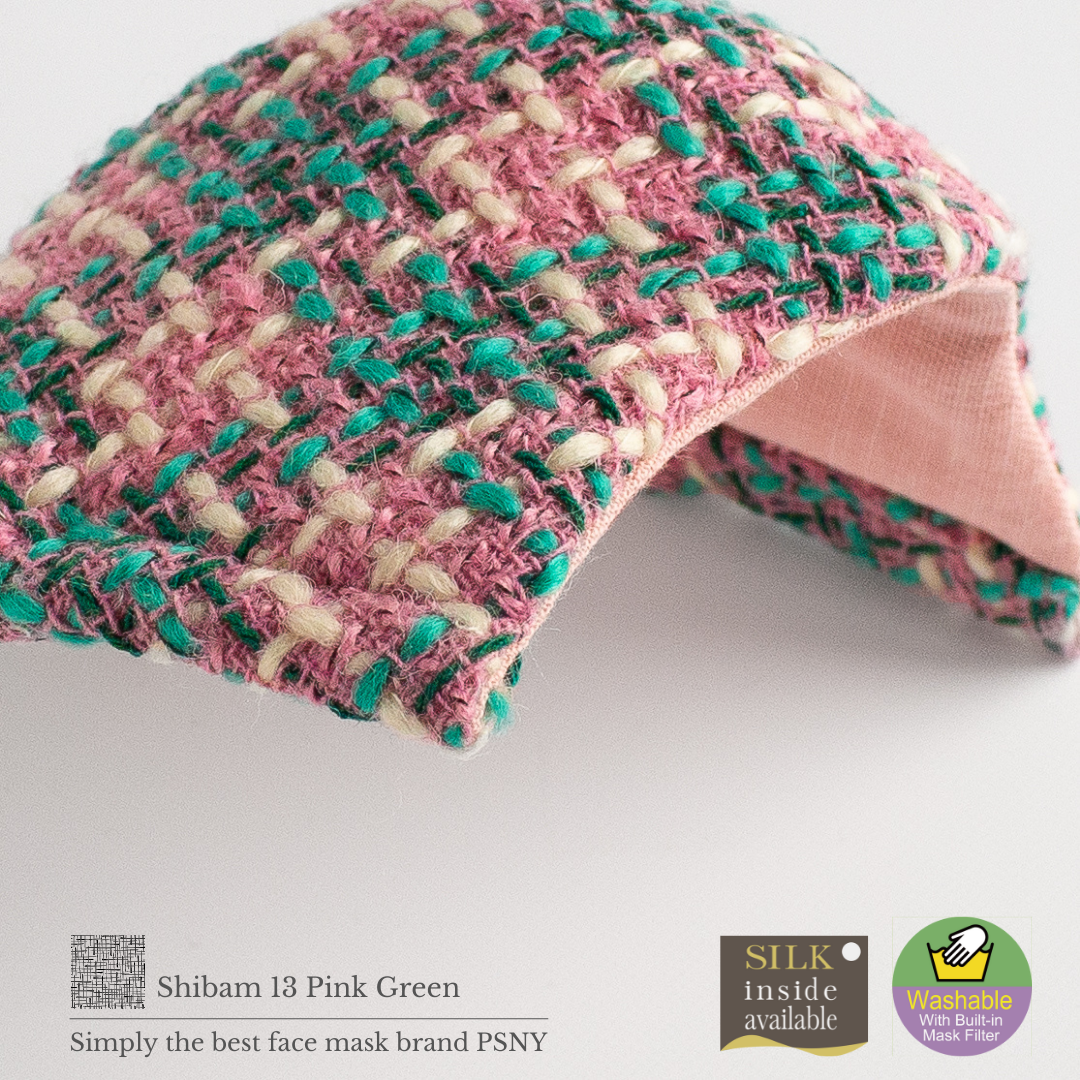 Tweed Shivam Pink Green Filtered Mask SB13