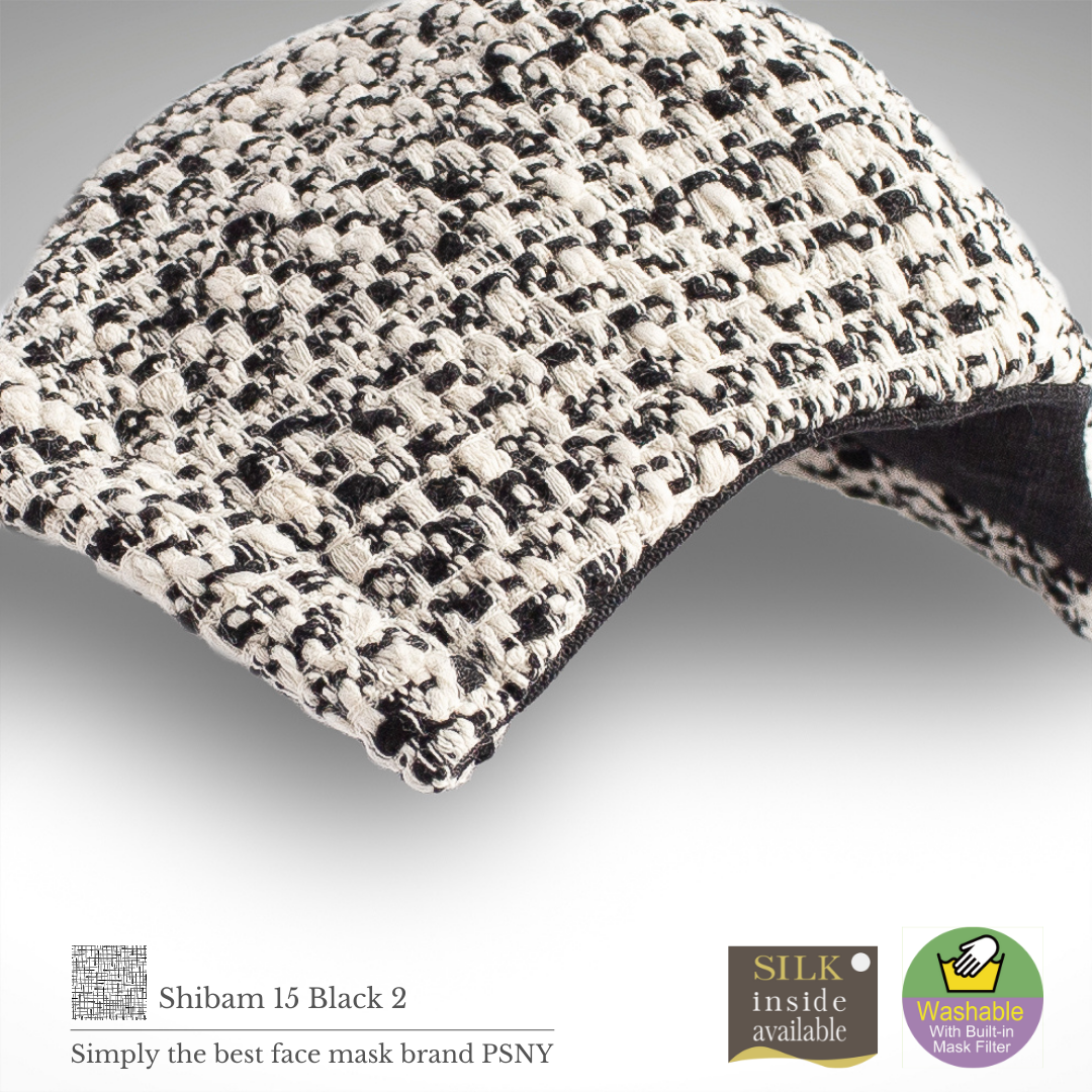 PSNY Tweed Shibam 15 Black 2 Mask with Non-Woven Filter 3D Adult Tweed Mask SB15