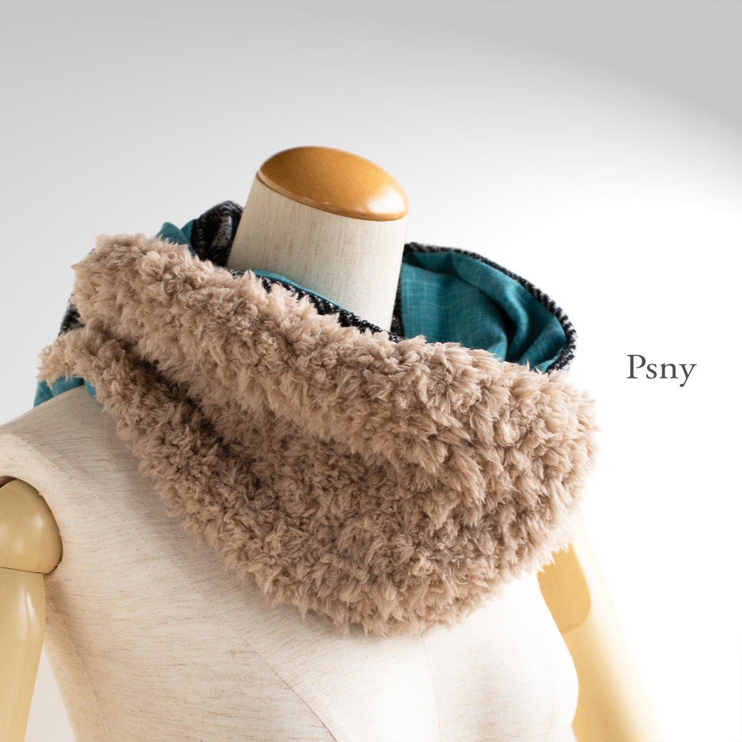 PSNY 兩面用米色圍巾和提花針織圍脖孔雀綠 SD07