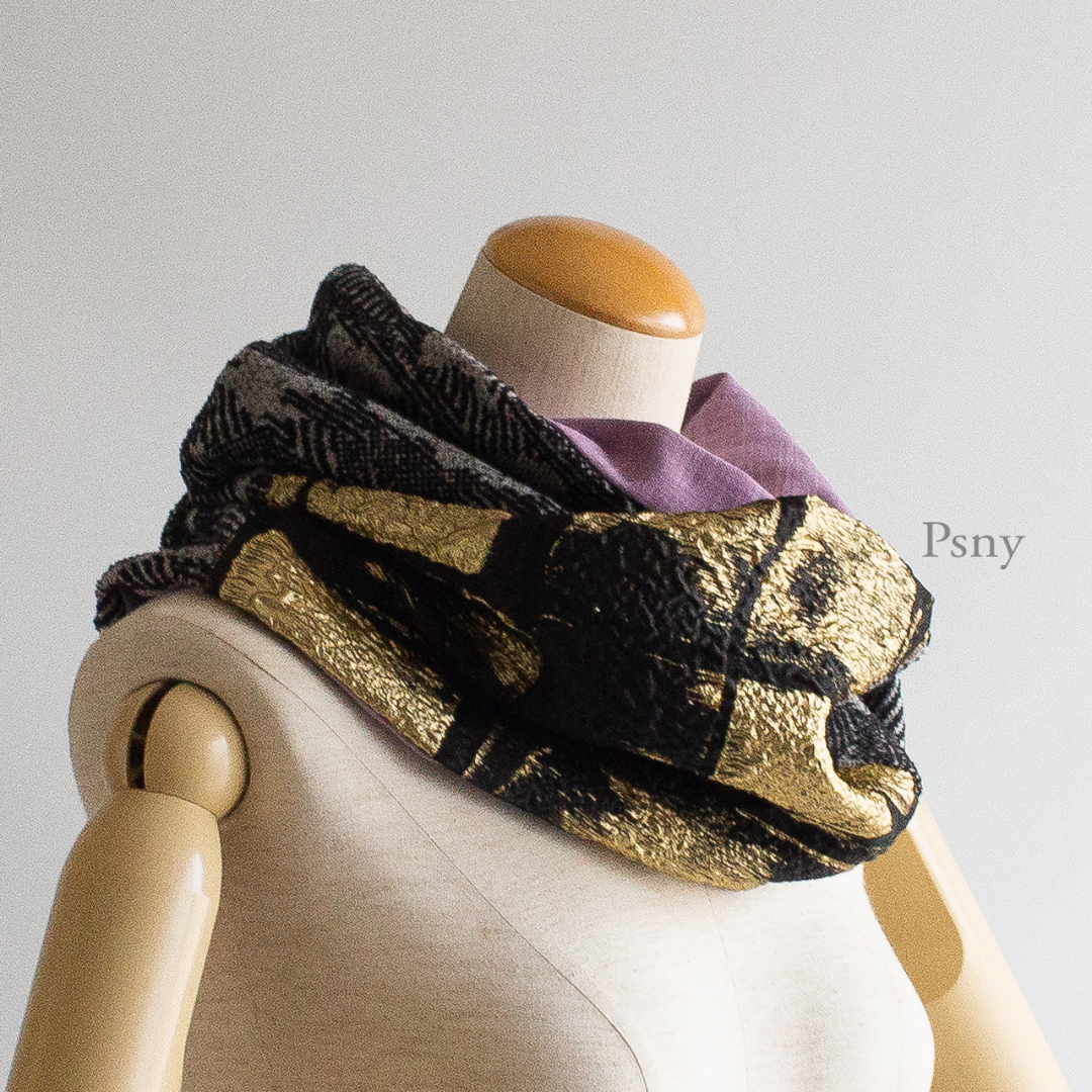 PSNY Reversible with Luxe Gold Style and Jacquard Knit Snood Lavender SD08