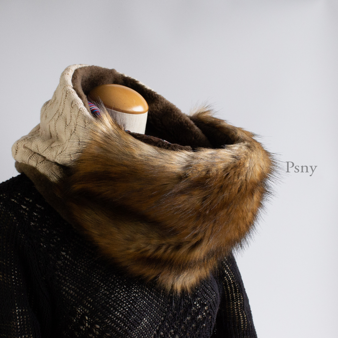 Brown eco-fur 4-color snood Adult coordination elegant neck warmer fake fur SD09