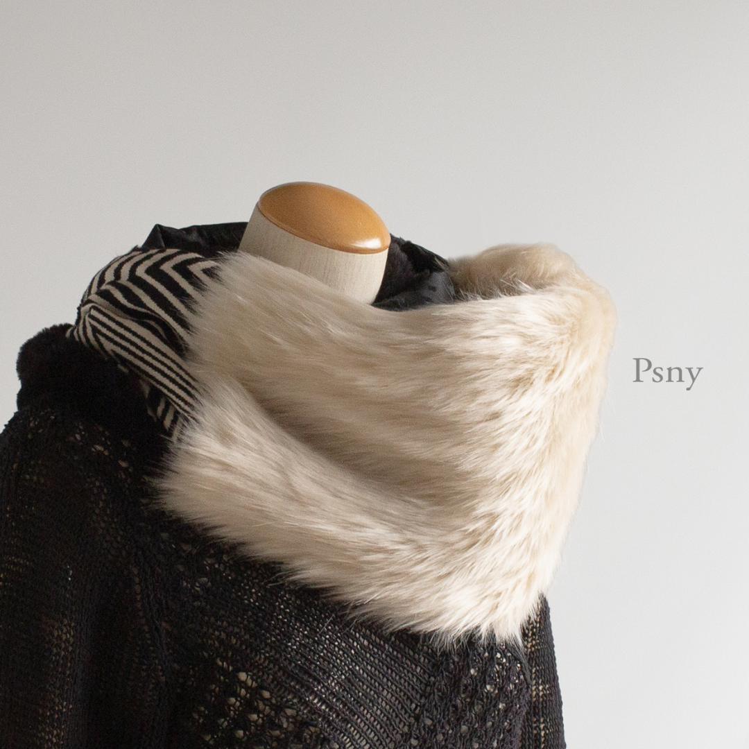 White &amp; black eco-fur 4-color snood neck warmer fake fur coordination is decided SD12