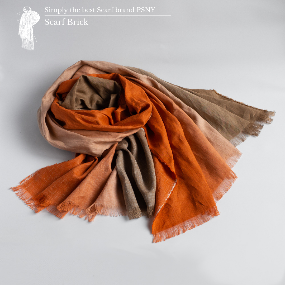 Hand-rolled linen willow gradation brick large stole Omi Chijimi Hand-dyed Long Scarf SG03