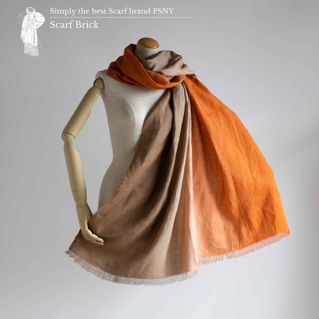 Hand-rolled linen willow gradation brick large stole Omi Chijimi Hand-dyed Long Scarf SG03