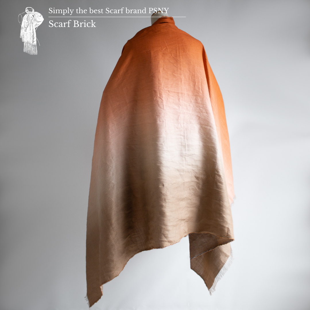 Hand-rolled linen willow gradation brick large stole Omi Chijimi Hand-dyed Long Scarf SG03