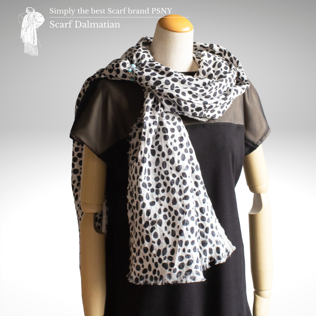 PSNY Hand-rolled Linen Yoryu Yuzen-dyed Dalmatian Pattern Half-size Linen Stole Omi Chijimi Hand-dyed Scarf SG08