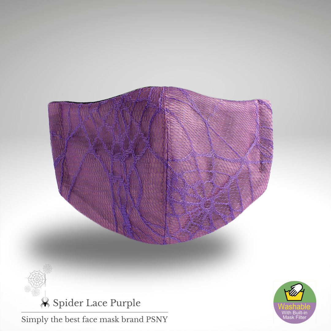 スパイダー・蜘蛛の巣レースにパープル・オーガンジーを組み合わせた繊細なマスク SP02