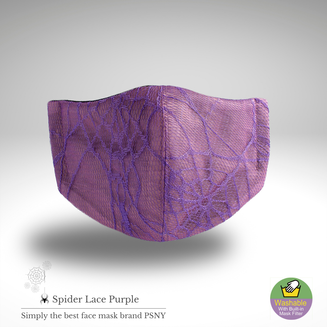 A delicate mask SP02 that combines purple organdy with spider web lace