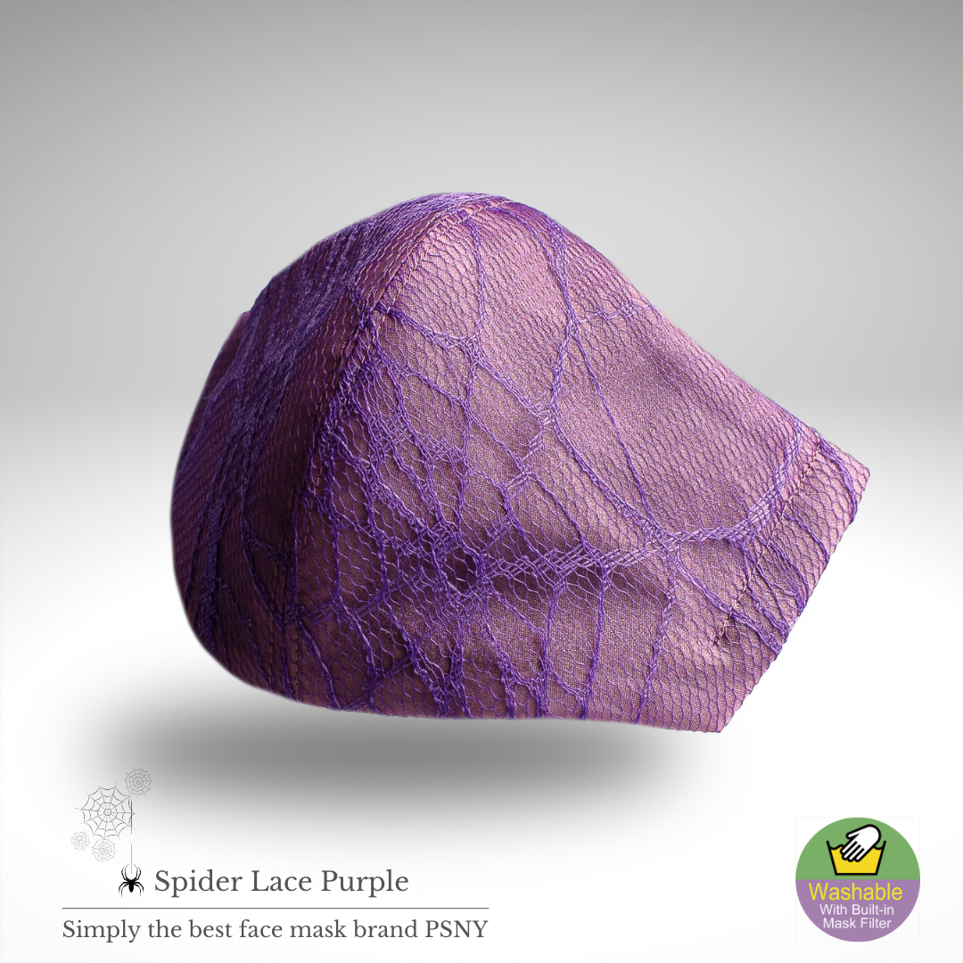 A delicate mask SP02 that combines purple organdy with spider web lace