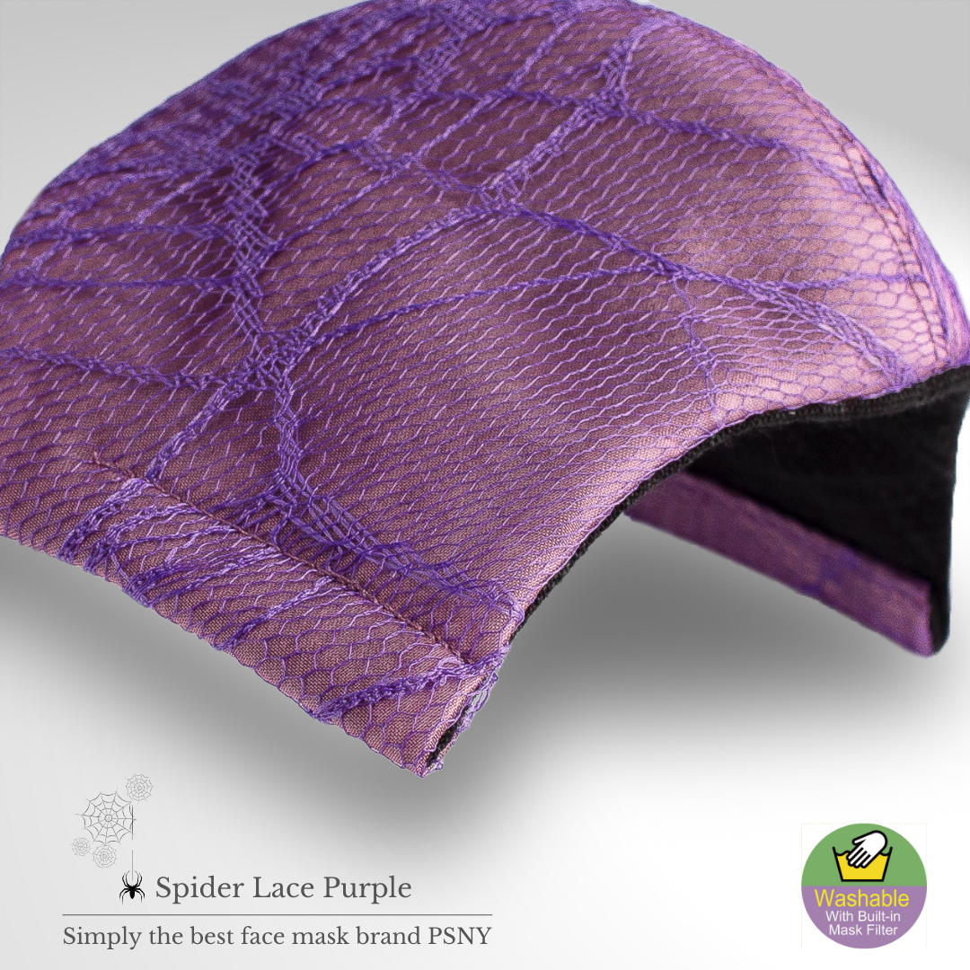 A delicate mask SP02 that combines purple organdy with spider web lace