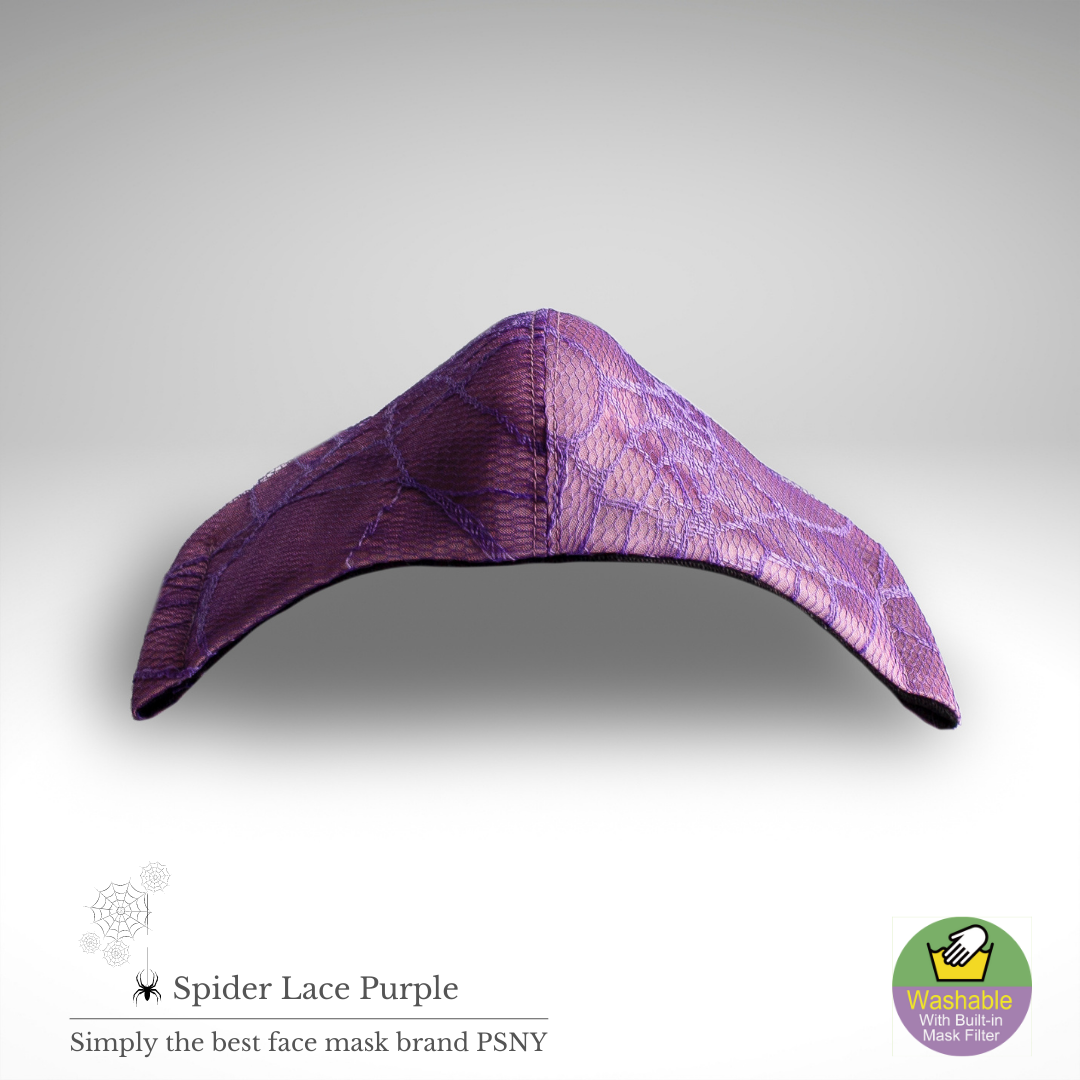 A delicate mask SP02 that combines purple organdy with spider web lace