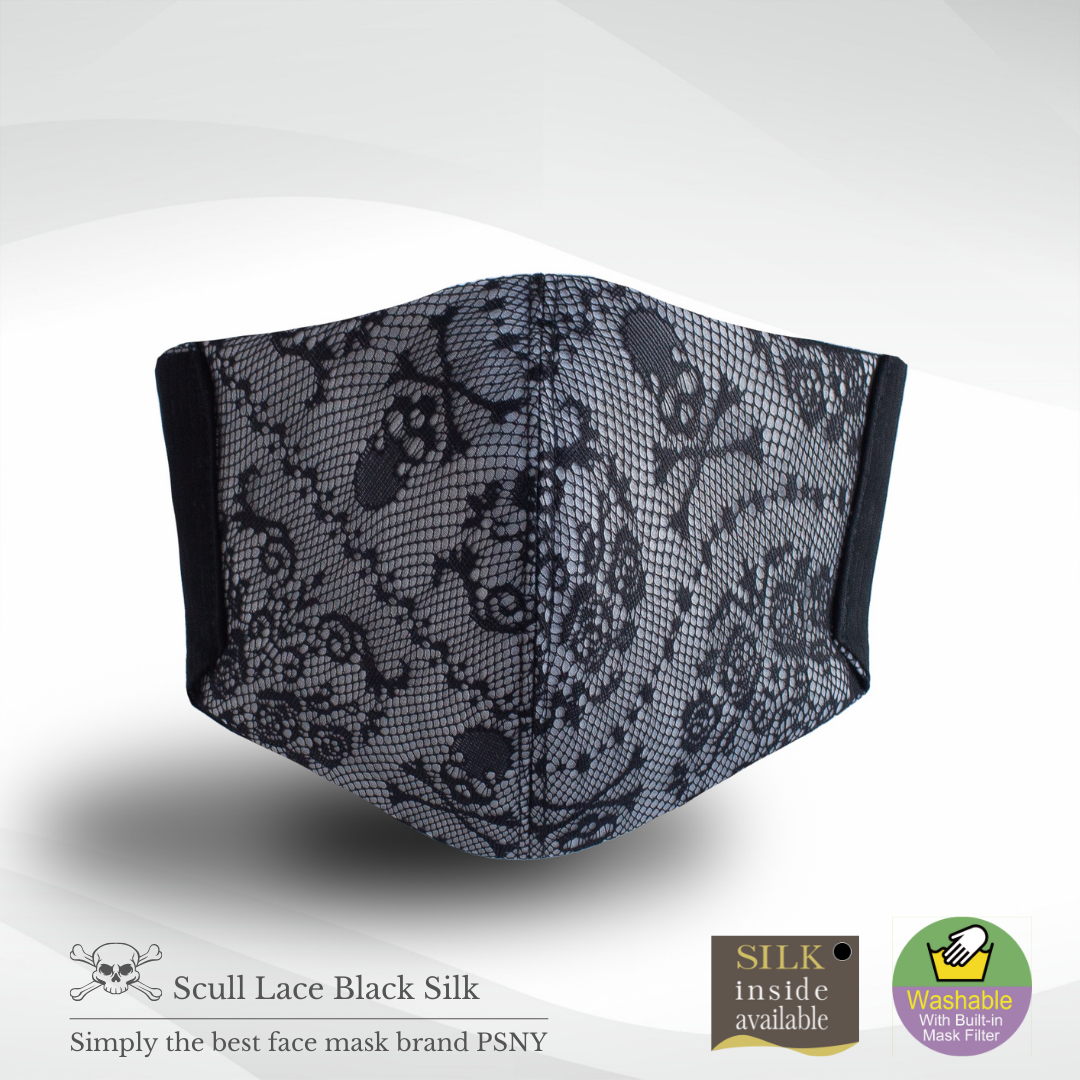 Skull lace black silk filter mask SP03