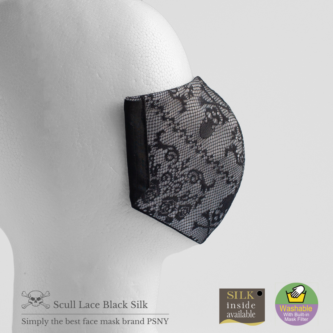 Skull lace black silk filter mask SP03