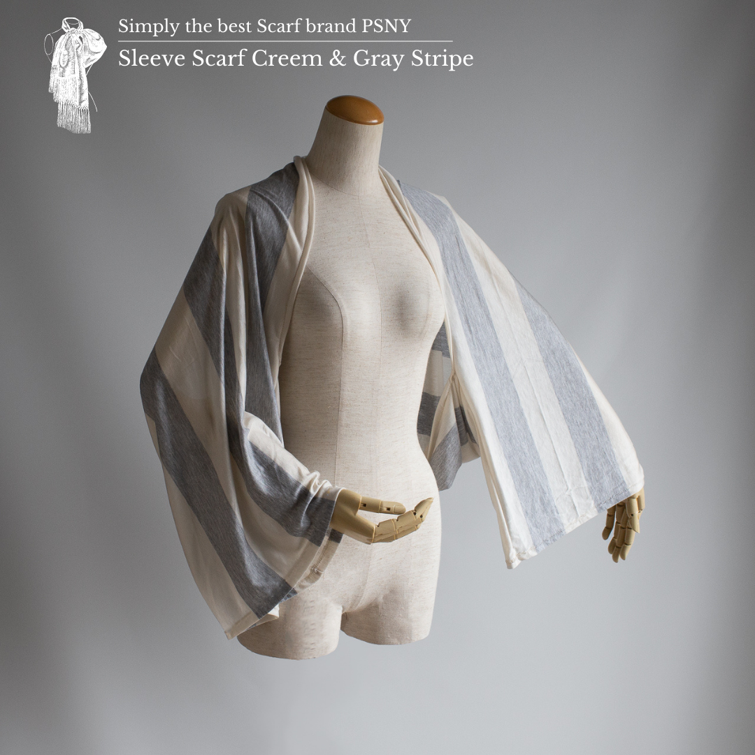 Sleeve Stole Cream &amp; Gray Stripes Soft &amp; Soft Material Shoulder Cape with Sleeves SS01