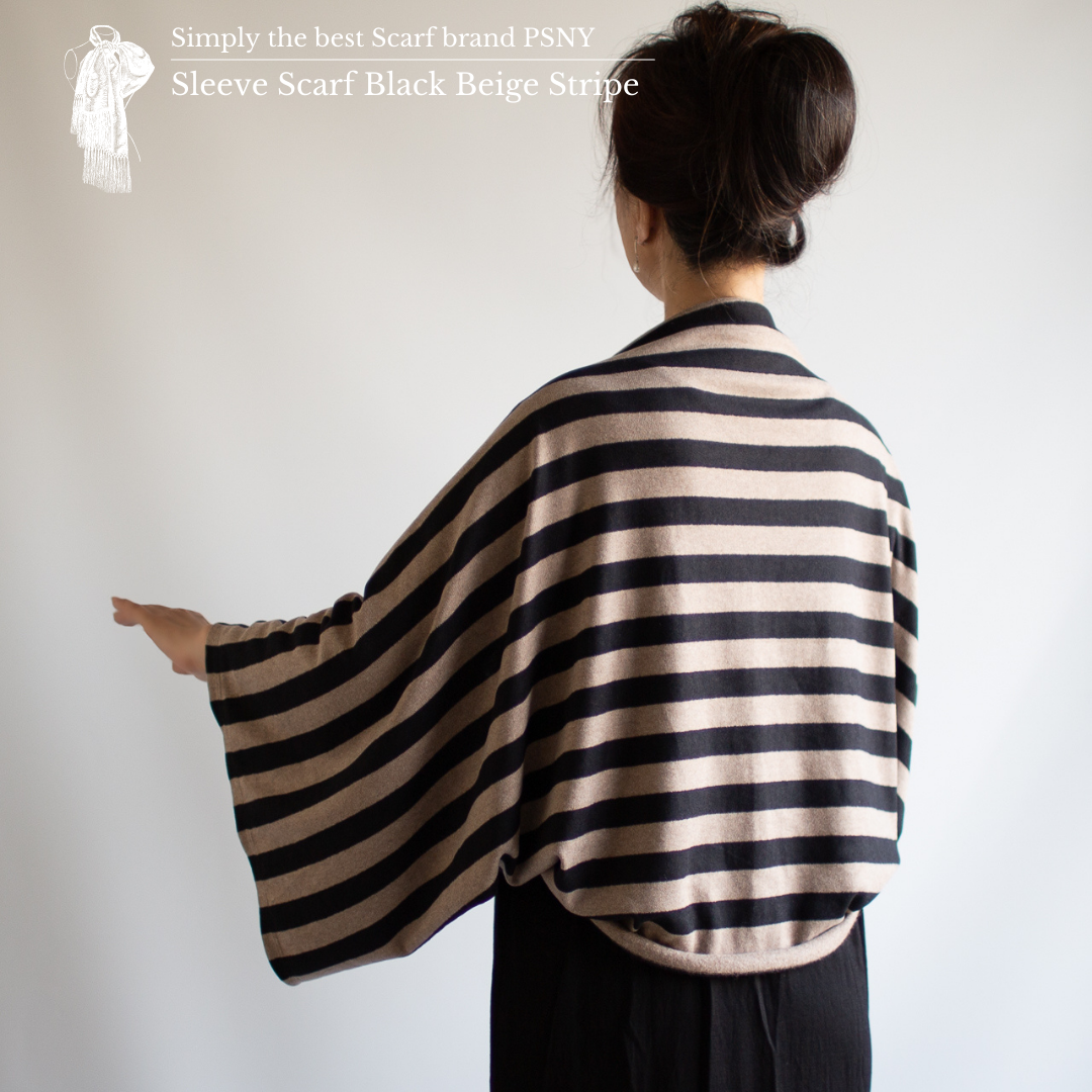 PSNY Summer cooling measures shoulder only stole Black &amp; ecru striped stole SS03