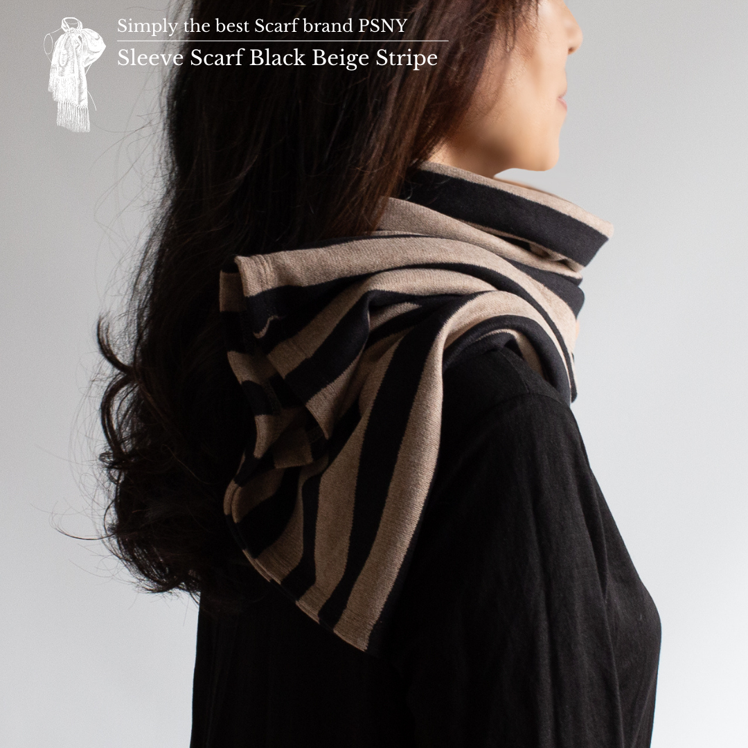 PSNY Summer cooling measures shoulder only stole Black &amp; ecru striped stole SS03