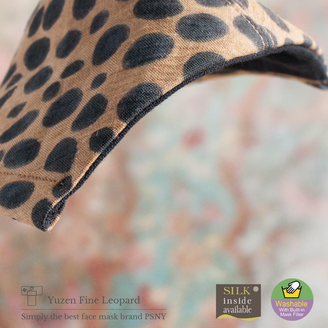 PSNY Leopard Omi Chijimi hemp/Yuzen-dyed mask with pollen filter Leopard print YR01