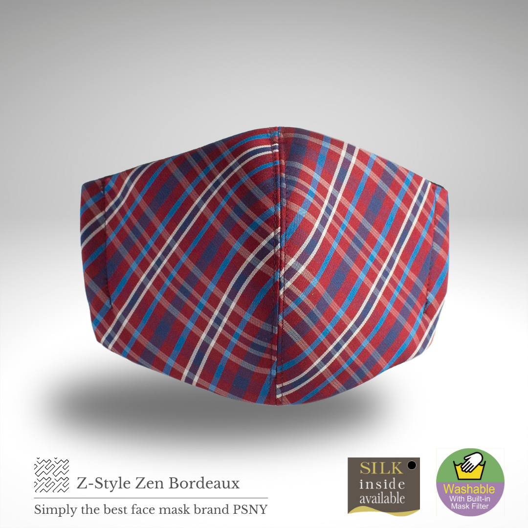 Zen Silk Check Bordeaux Pollen Filter Mask ZZ08