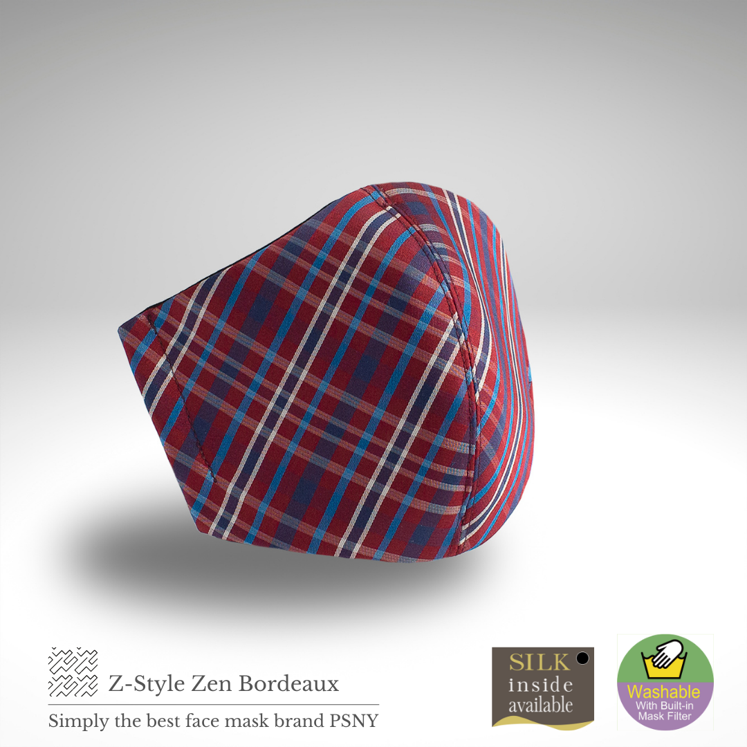 Zen Silk Check Bordeaux Pollen Filter Mask ZZ08