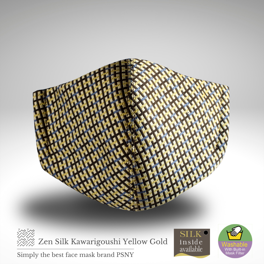 Mask with pollen filter of Zen, Silk, Mutual lattice, Yellow and Gold ZZ10