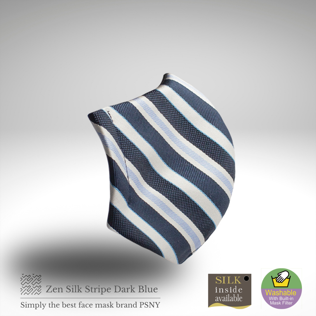 Zen Silk Stripe Dark Blue Pollen Filter Mask ZZ14