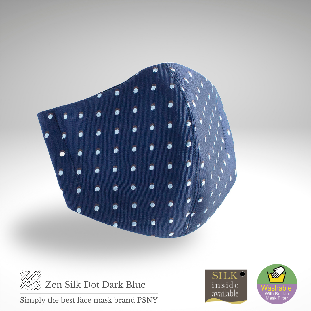 Zen Silk Dot Dark Blue Pollen Filter Mask ZZ15